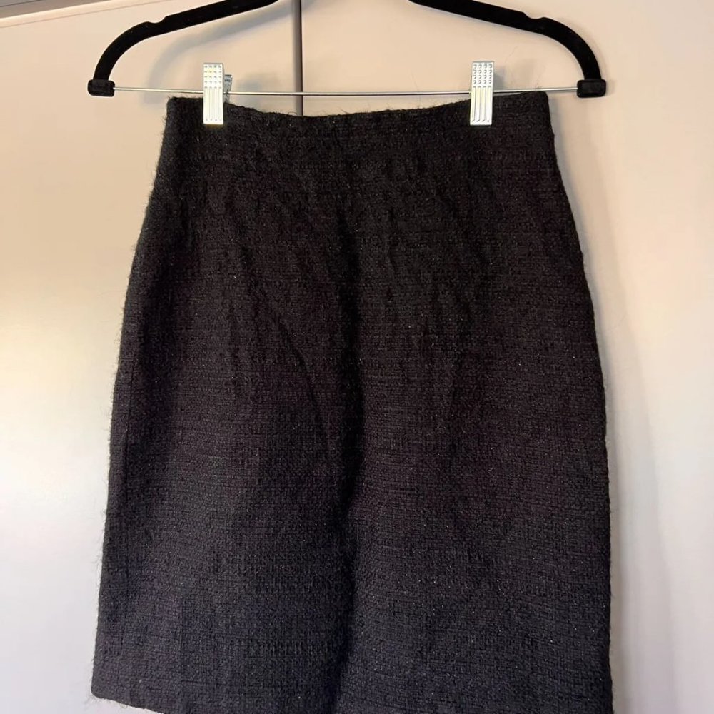 Theory Black Textured Mini Skirt